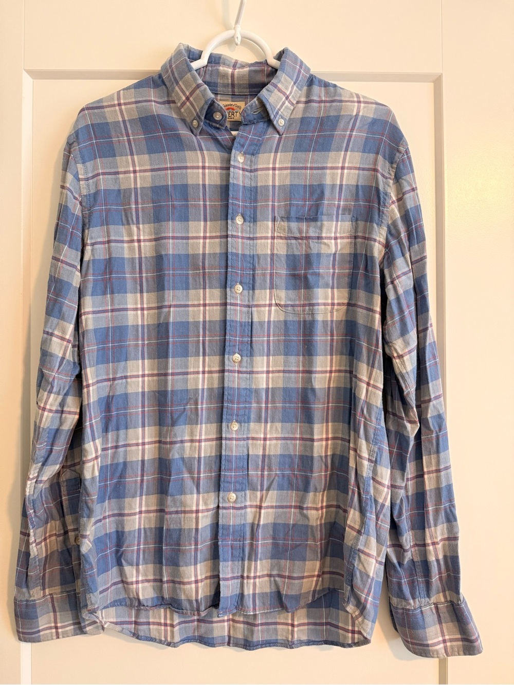 Faherty Blue and White Plaid Button-Down Shirt